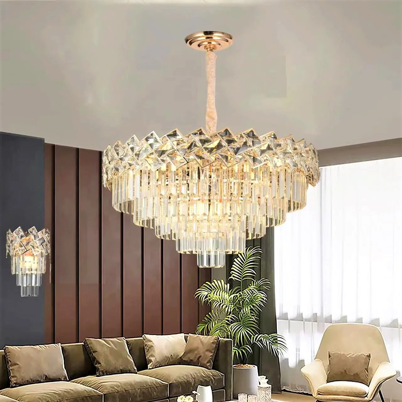 Candelabru RFAN, Model 62111/600, Textura Cristal, Metal, 10 X E27, Auriu