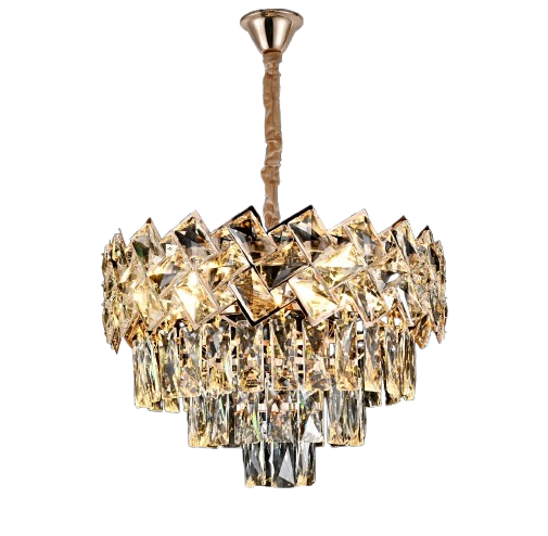 Candelabru RFAN, Model 62111/400, Textura Cristal, Metal, 5 X E27, Auriu