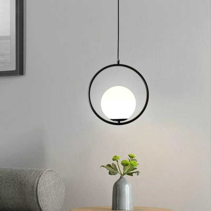 Pendul RFAN, Model ZM80, cu Abajur, 1 X E14, Inaltime Reglabila, Negru