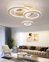 Lustra LED RFAN, Model G610-3RGB, Cu Telecomanda, 3 Tipuri De Lumina Plus Lumina RGB, Intensitate Reglabila, 174W, Auriu