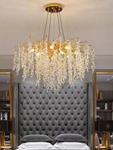 Candelabru RFAN, Model R9101/800, Textura Cristal, Metal, 8 X E14, Auriu