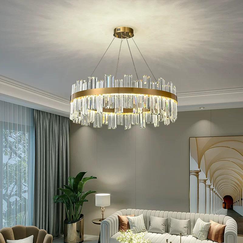 Candelabru LED RFAN, Model H98347/400, Textura Cristal, Metal, 64W, Auriu