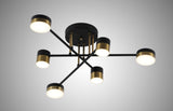 Lustra LED RFAN, Model R9031-6, Cu Telecomanda, 3 Tipuri De Lumina, Intensitate Reglabila, 72W, Negru/Auriu