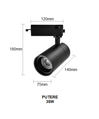 Proiector LED RFAN, Model B53 BK, 35W, 3000K Lumina Calda, Directionabil Pe Sina Monofazata, Negru