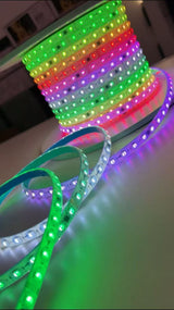 Banda LED Digitala RFAN, RGB, 10W/m, 100m/Rola, 220V, IP65, Cu Telecomanda si Aplicatie