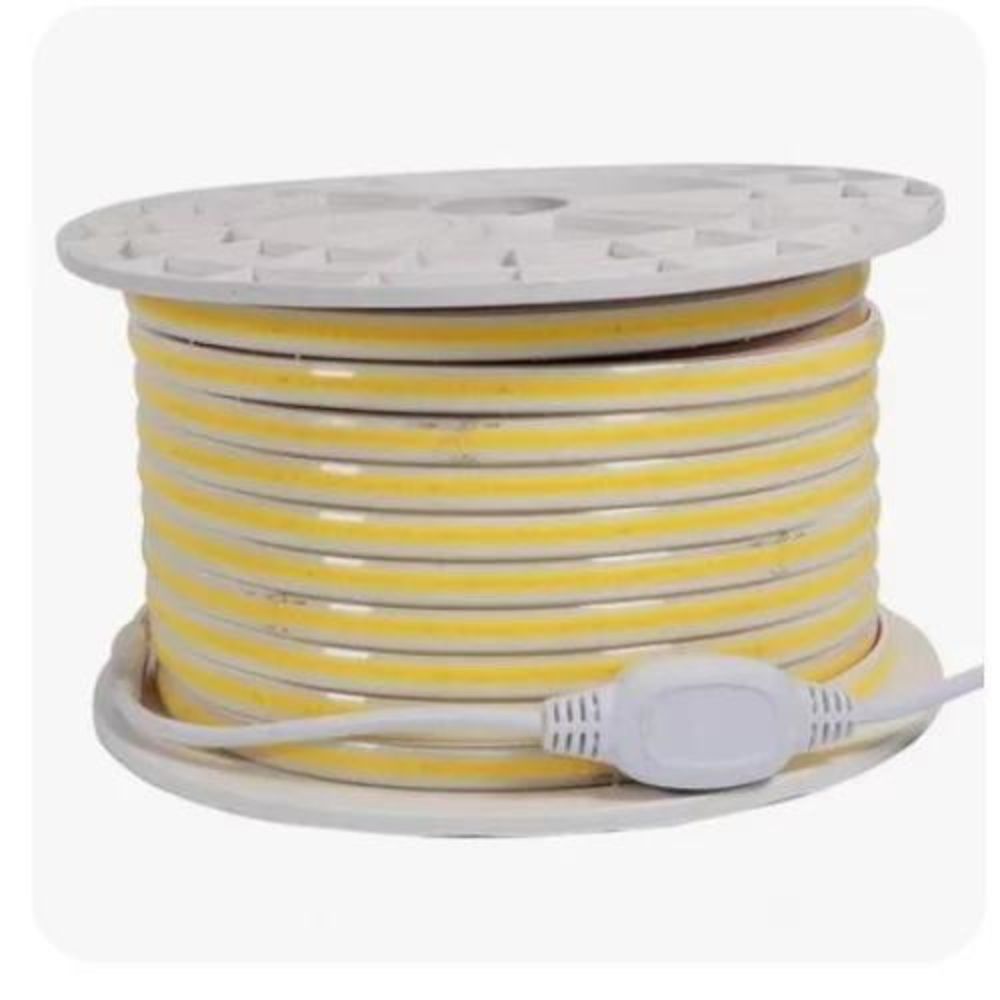 Banda LED COB, Flexibila, IP65, 280 LED/M, Lumina Calda, 3000K, 8W/M, 100m/Rola, 220V, Cu Alimentator Inclus
