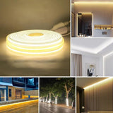 Banda LED COB, Flexibila, IP65, 280 LED/M, Lumina Calda, 3000K, 8W/M, 100m/Rola, 220V, Cu Alimentator Inclus