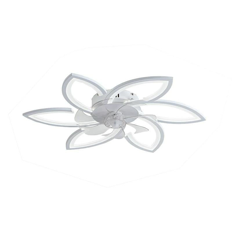 Lustra LED RFAN, Model R9164/6, cu Ventilator si Telecomanda, 3 Tipuri De Lumina, Intensitate Reglabila, 81W, Alb