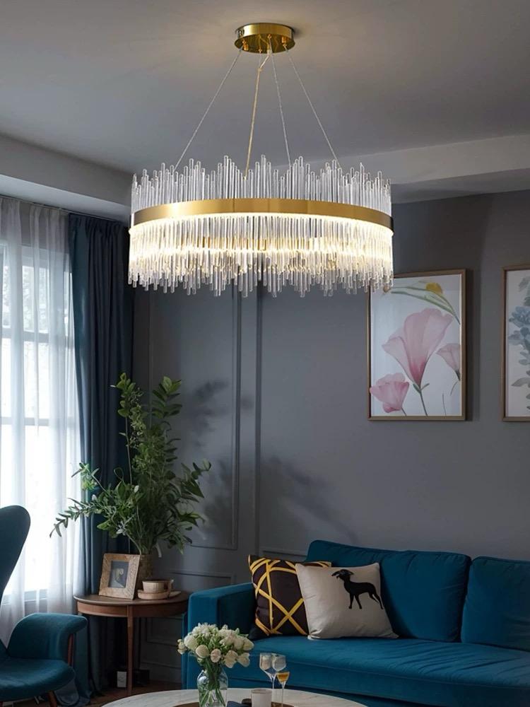 Candelabru LED RFAN, Model 8817/600, Textura Cristal, Metal, 112W, Auriu