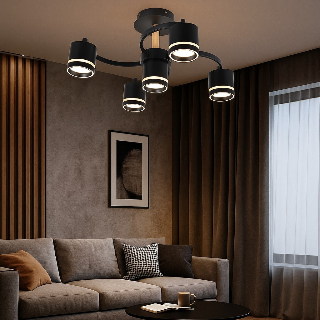 Lustra RFAN, Model R9170/4+1, 5 X Soclu GX53, Negru
