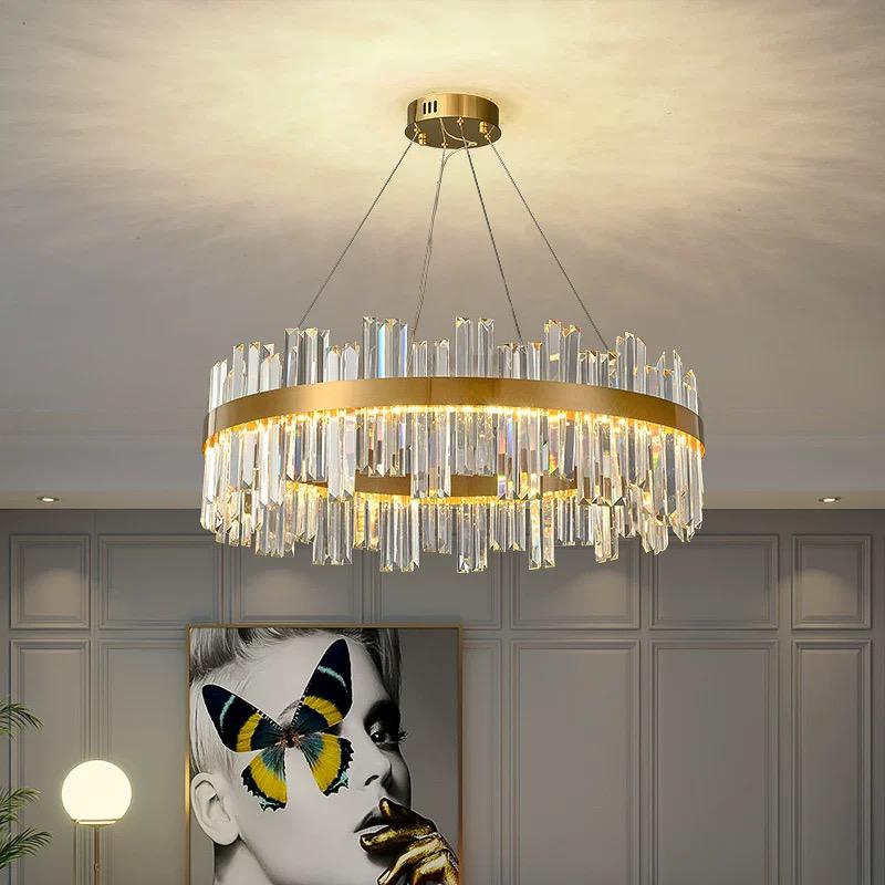 Candelabru LED RFAN, Model H98347/600, Textura Cristal, Metal, 100W, Auriu