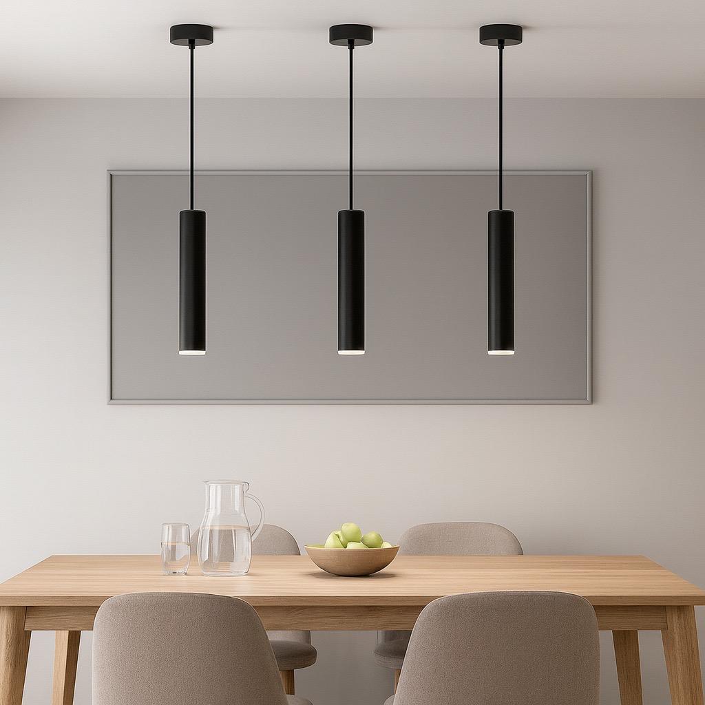 Pendul RFAN, Model H608D-300, 1 x GU10, Inaltime Reglabila, Negru