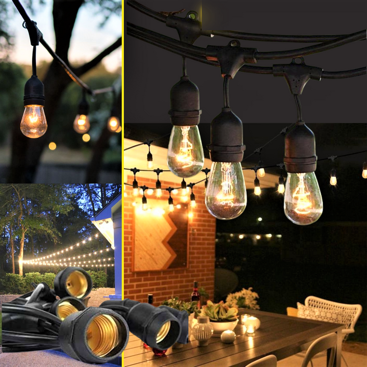 Ghirlanda Luminoasa RFAN, cu Panou Solar, 10 Becuri Incluse, 5m, 10 Fasung E27 , Negru