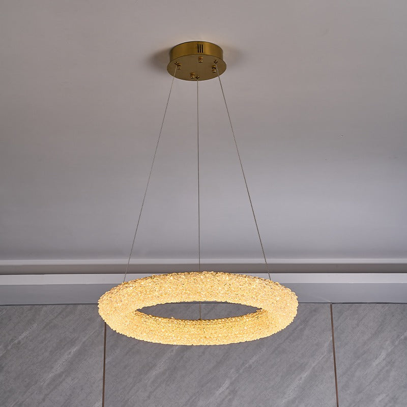 Candelabru LED RFAN, Model H98022-500 HCT, Textura Cristal, Metal, 92W, Auriu