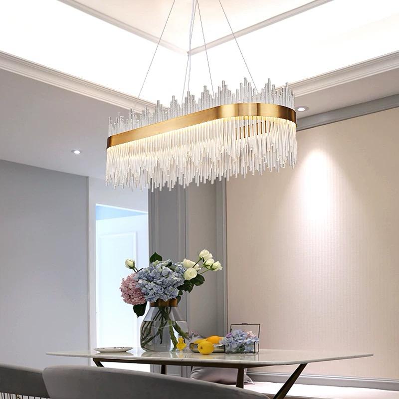 Candelabru LED RFAN, Model 8817/800*300, Textura Cristal, Metal, 120W, Auriu