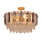 Candelabru RFAN, Model H98059/600, Textura Cristal, Metal, 10 X E27, Auriu