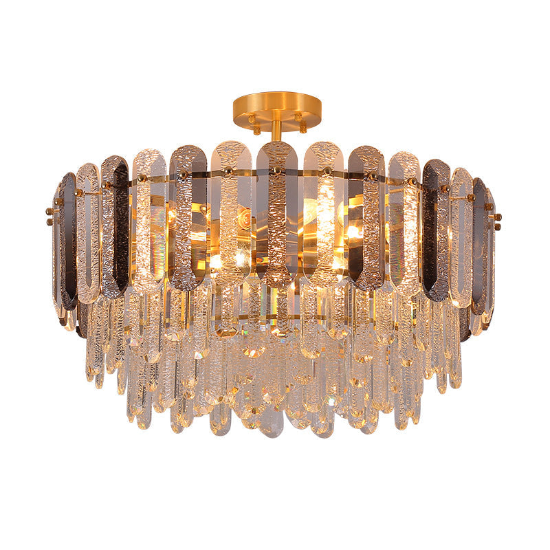Candelabru RFAN, Model H98059/600, Textura Cristal, Metal, 10 X E27, Auriu
