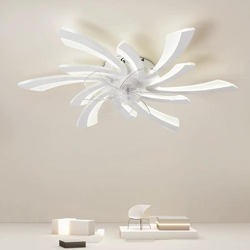 Lustra LED RFAN, Model R9163/5, cu Ventilator si Telecomanda, 3 Tipuri De Lumina, Intensitate Reglabila, 57W, Alb