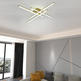 Lustra LED RFAN, Model FX60332-4L+1, cu Telecomanda, 3 Tipuri de Lumina, Intensitate Reglabila, 69W, Auriu