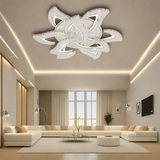 Lustra LED RFAN, Model R9114/6+3, Cu Telecomanda, 3 Tipuri De Lumina Plus Lumina RGB, Intensitate Reglabila, 135W, Alb