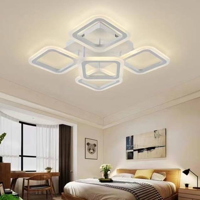 Lustra LED RFAN, Model R9174/4+1, cu Telecomanda, 3 Tipuri de Lumina, Intensitate Reglabila, 59W, Alb