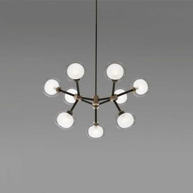 Lustra RFAN, Model 5477/9, Cu 9 Abajururi, 9 x G9, Negru/Auriu