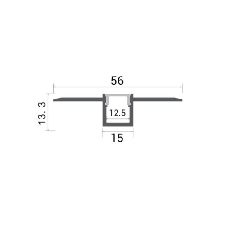 Profil LED Incastrat, Finisaj Glet, Lungime 3m, Latime 1.5 cm
