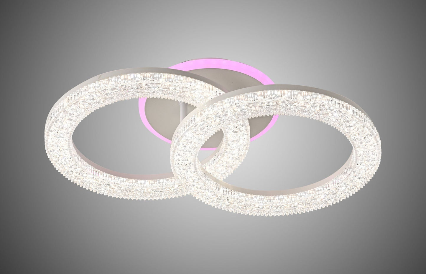 Lustra LED RFAN, Model R9162/2C, Cu Telecomanda, 3 Tipuri De Lumina Plus Lumina RGB, Intensitate Reglabila, 44W, Alb