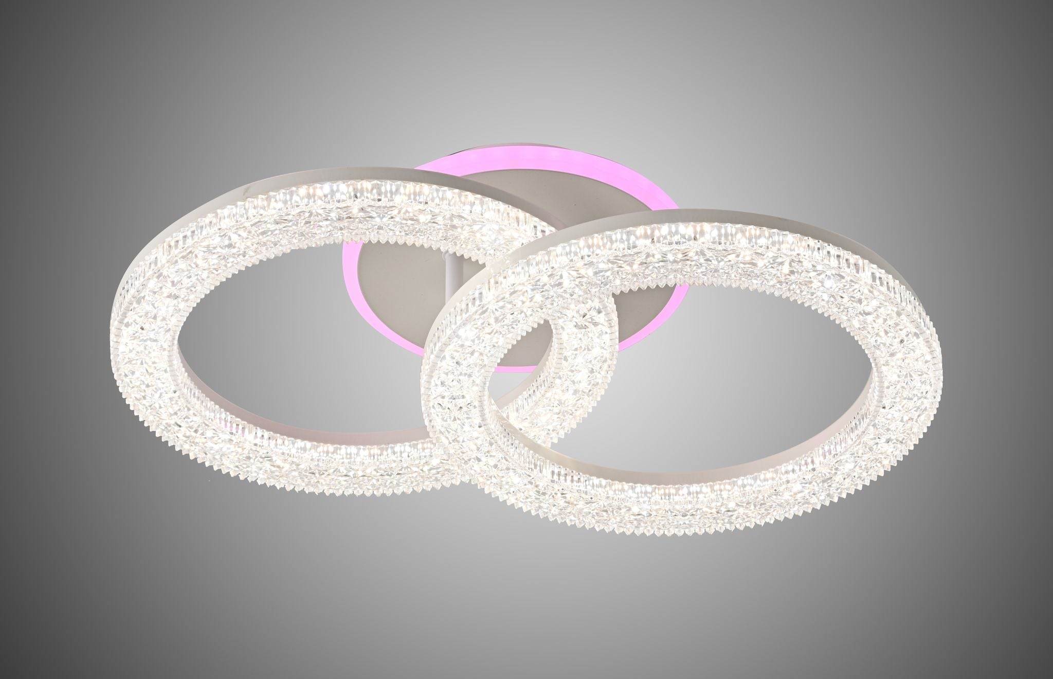 Lustra LED RFAN, Model R9162/2C, Cu Telecomanda, 3 Tipuri De Lumina Plus Lumina RGB, Intensitate Reglabila, 44W, Alb