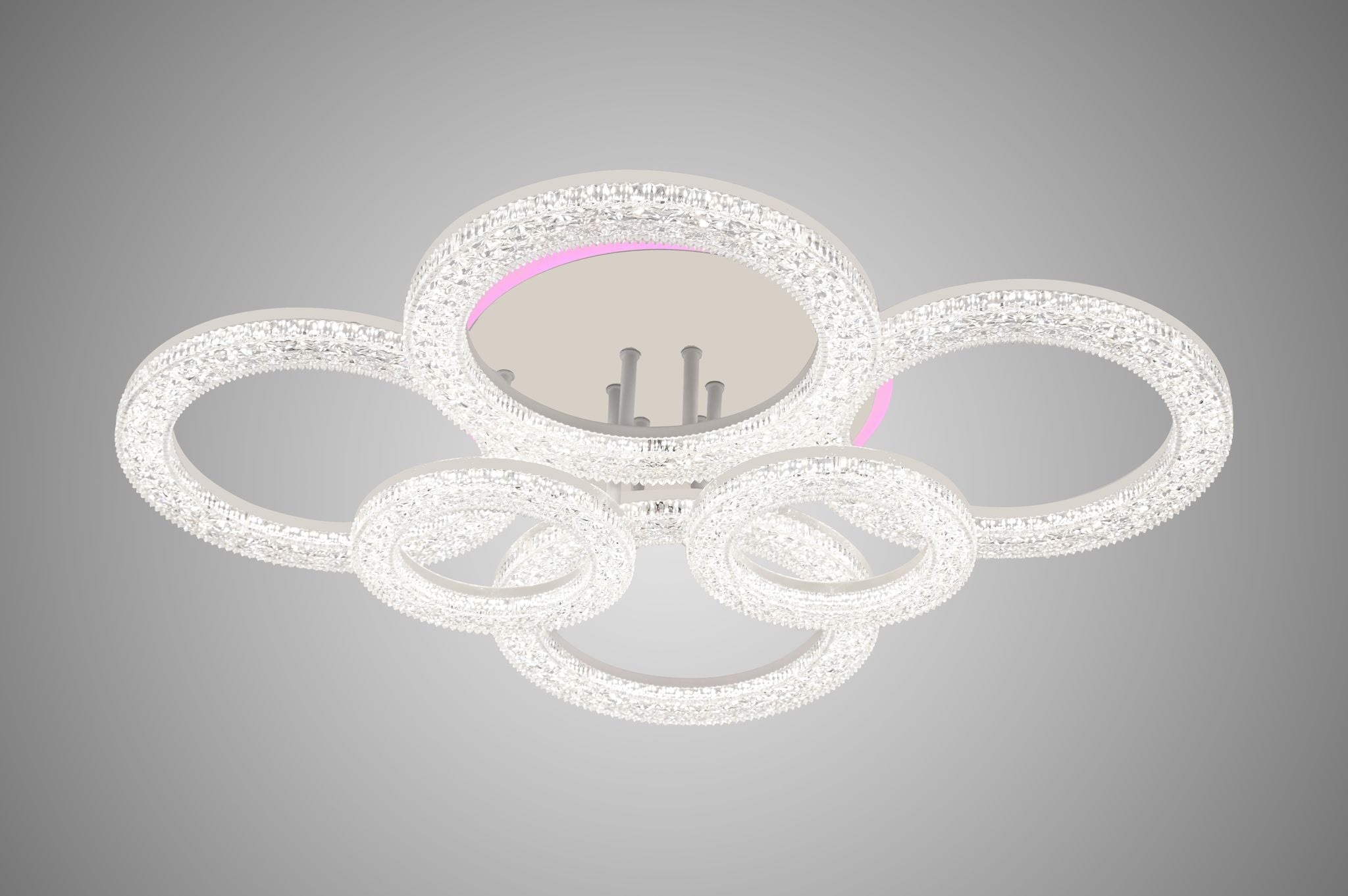 Lustra LED RFAN, Model R9162/4+2C, Cu Telecomanda, 3 Tipuri De Lumina Plus Lumina RGB, Intensitate Reglabila, 100W, Alb