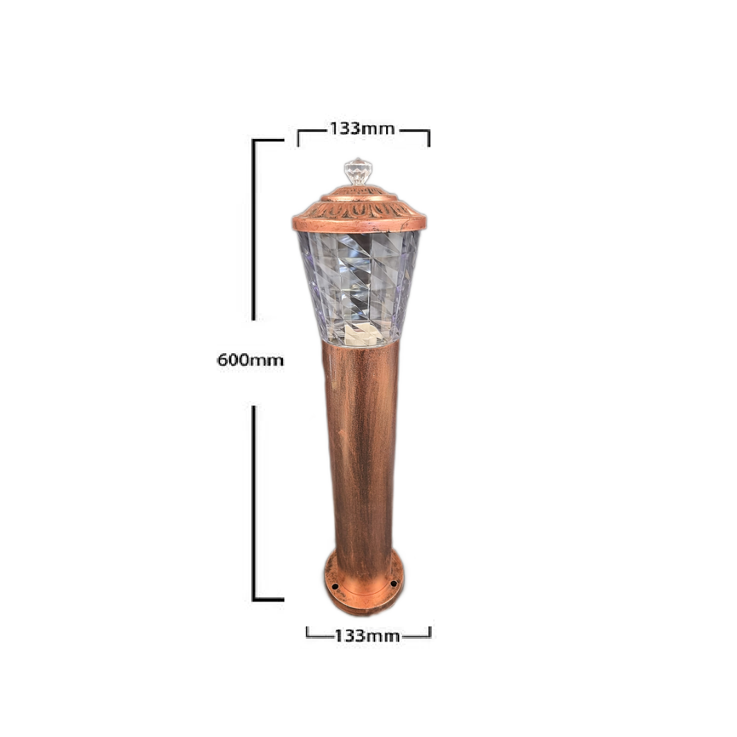 Stalp Iluminat Exterior RFAN, Model E239013, Material Aluminiu, 1 x E27, IP65, Maro