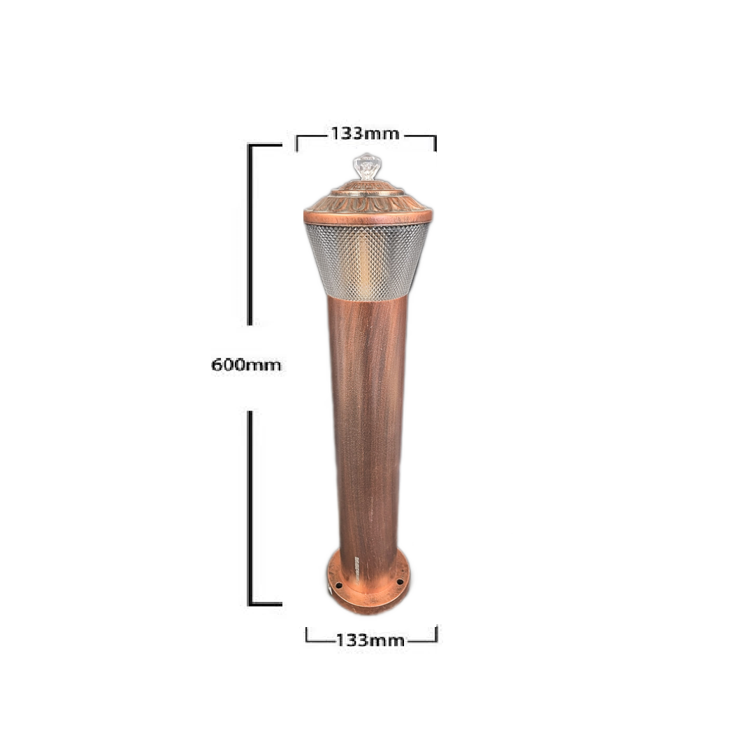Stalp Iluminat Exterior RFAN, Model E239012, Material Aluminiu, 1 x E27, IP65, Maro