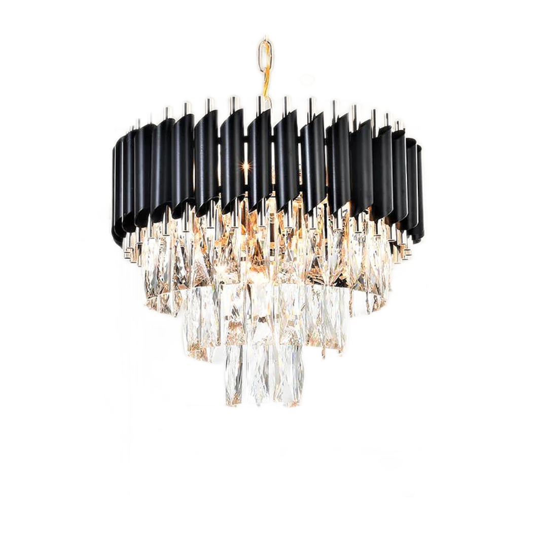Candelabru RFAN, Model S89001/300, Textura Cristal, Metal, 3 X E27, Negru/Auriu