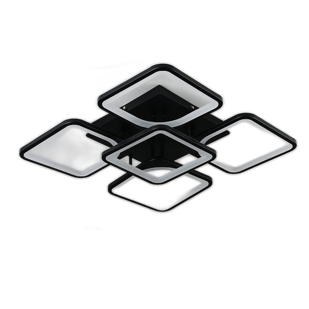 Lustra LED RFAN, Model K40-4+1, cu Telecomanda, 3 Tipuri de Lumina, Intensitate Reglabila, 182W, Negru