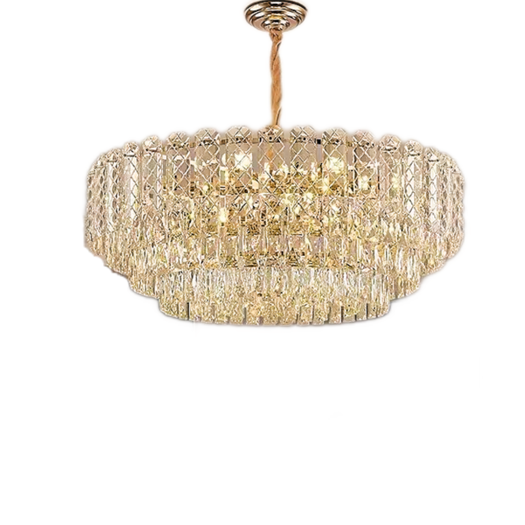 Candelabru RFAN, Model H98046-600, Textura Cristal, Metal, 10 x E27, Auriu