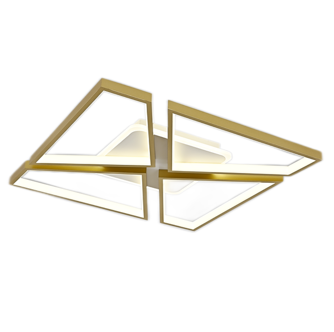 Lustra LED RFAN, Model R9058/S, Cu Telecomanda, 3 Tipuri De Lumina, Intensitate Reglabila, 160W, Auriu