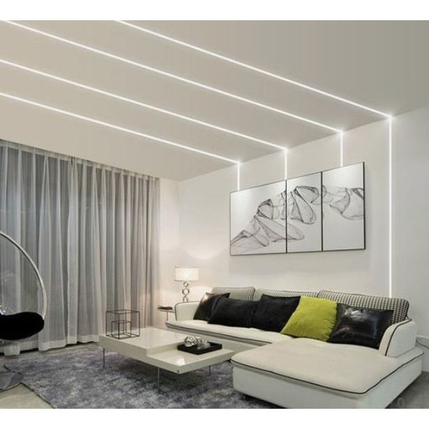 Profil LED Incastrat, Finisaj Glet, Lungime 3m, Latime 1.5 cm