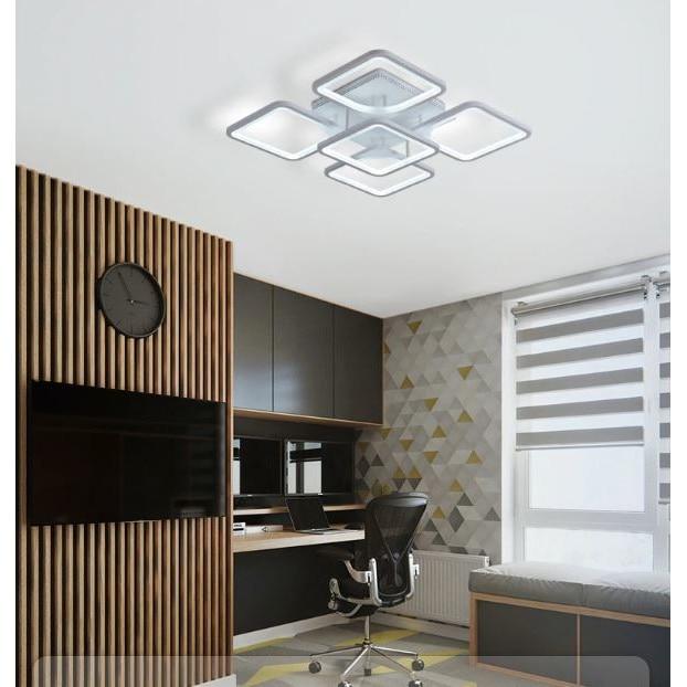 Lustra LED RFAN, Model R9174/4+1, cu Telecomanda, 3 Tipuri de Lumina, Intensitate Reglabila, 59W, Alb
