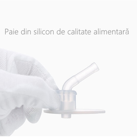 Termos Copii Cu Manere Si Pai, Balena, 380 ml, Albastru