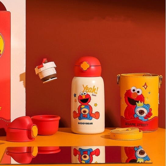 Termos Copii Cu Husa, Pai si Cana, BeddyBear, Sesame Street Elmo, 630 ml, Galben