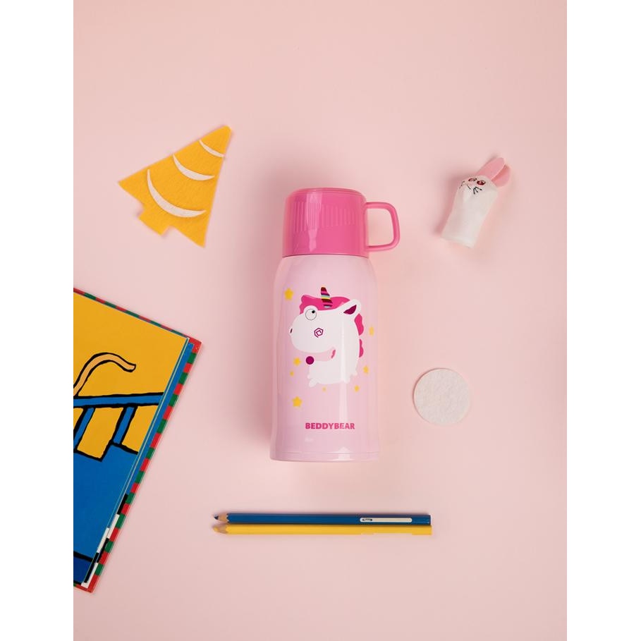 Termos Copii Cu Husa, Pai si Cana, BeddyBear, Unicorn, 600 ml, Roz
