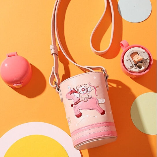 Termos Copii Cu Husa, Pai si Cana, BeddyBear, Sagittarius, 580 ml, Roz