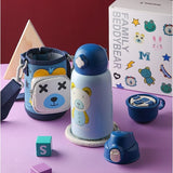 Termos Copii Cu Husa, Pai si Cana, BeddyBear, Urs, 630 ml, Bleu
