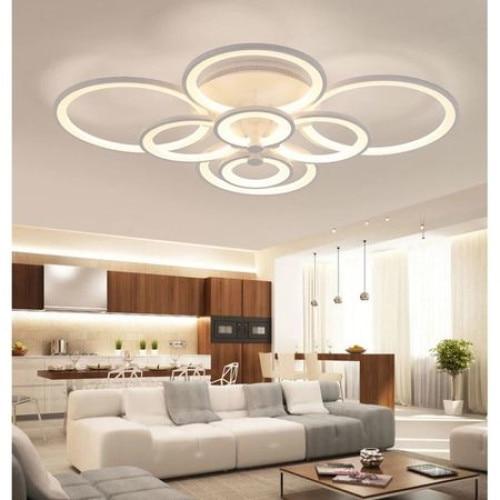 Lustra LED RFAN, Model K001-8, cu Telecomanda, 3 Tipuri de Lumina, Intensitate Reglabila, 208W, Alb
