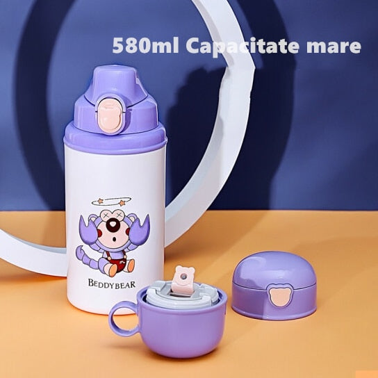 Termos Copii Cu Husa, Pai si Cana, BeddyBear, Scorpion, 580 ml, Mov