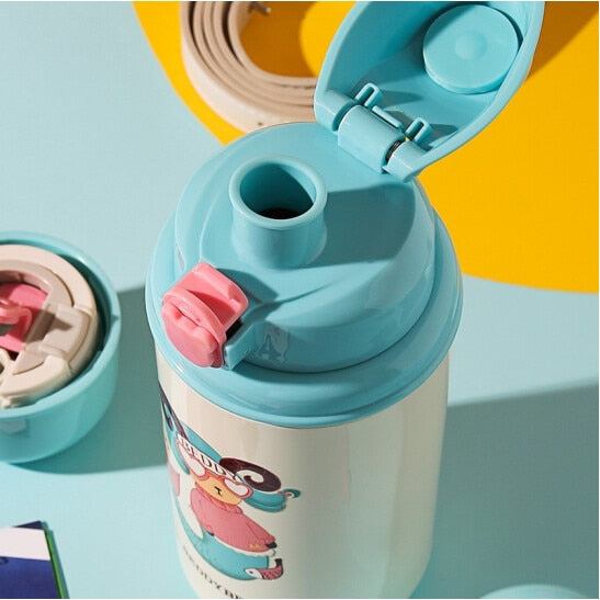Termos Copii Cu Husa, Pai si Cana, BeddyBear, Sirena, 580 ml, Albastru