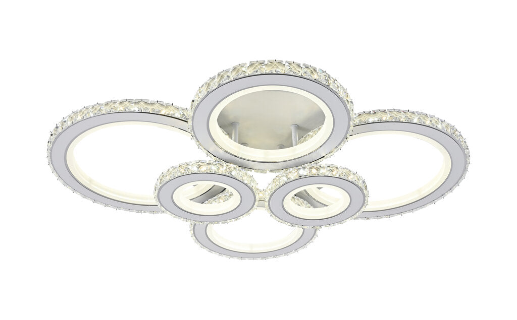Lustra LED RFAN, Model R9001/4+2, cu Telecomanda, 3 Tipuri de Lumina, Intensitate Reglabila, 240W, Alb