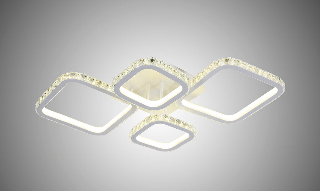 Lustra LED RFAN, Model R9010/2+2, cu Telecomanda, 3 Tipuri de Lumina, Intensitate Reglabila, 152W, Alb
