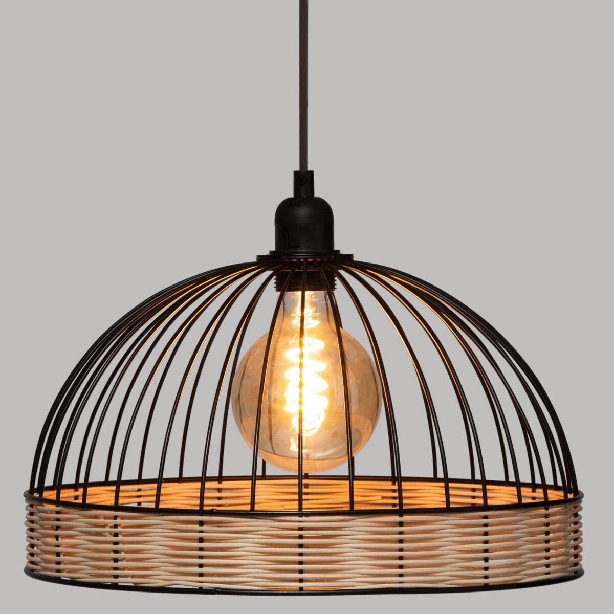 Pendul Rustic RFAN, Model 605-1, 1 x E27, Inaltime Reglabila, Negru