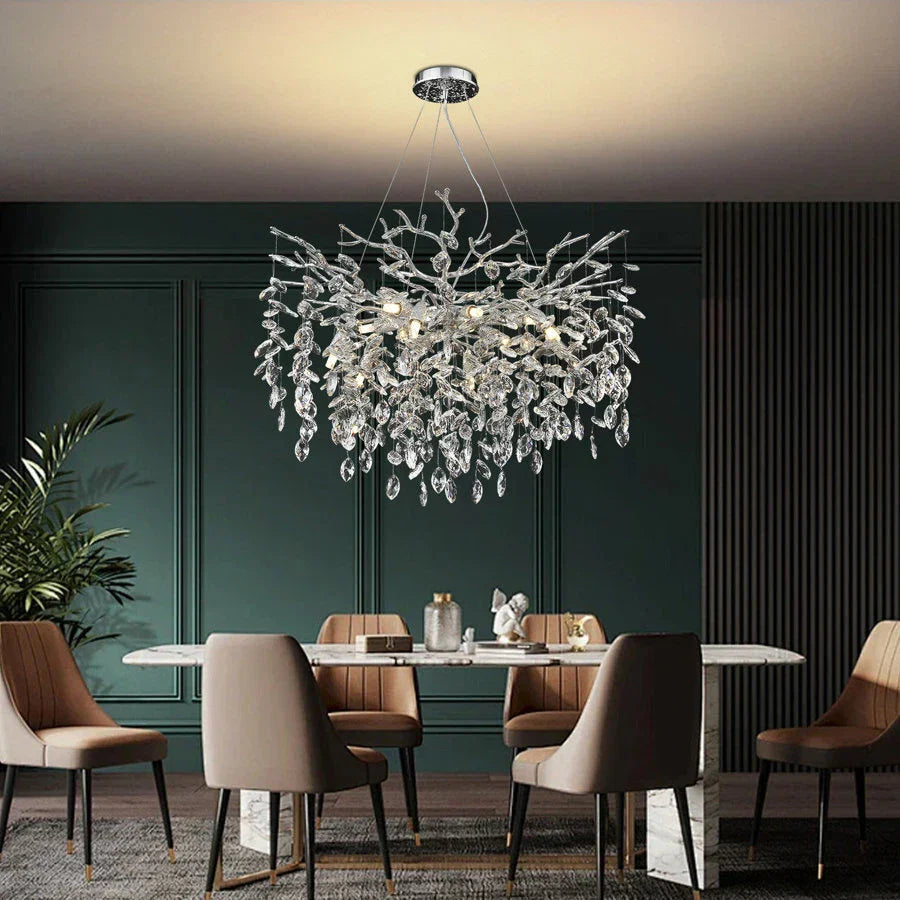 Candelabru RFAN, Model 33020/460, Textura Cristal, Metal, 6 X E14, Argintiu